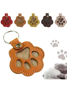 3 Pcs Cat and dog hair keychain creative pet cat and dogdecoration for pet owners to collect and commemorate -portable PU Leather tag for DIY Cat/Dog paw print & hairstorage