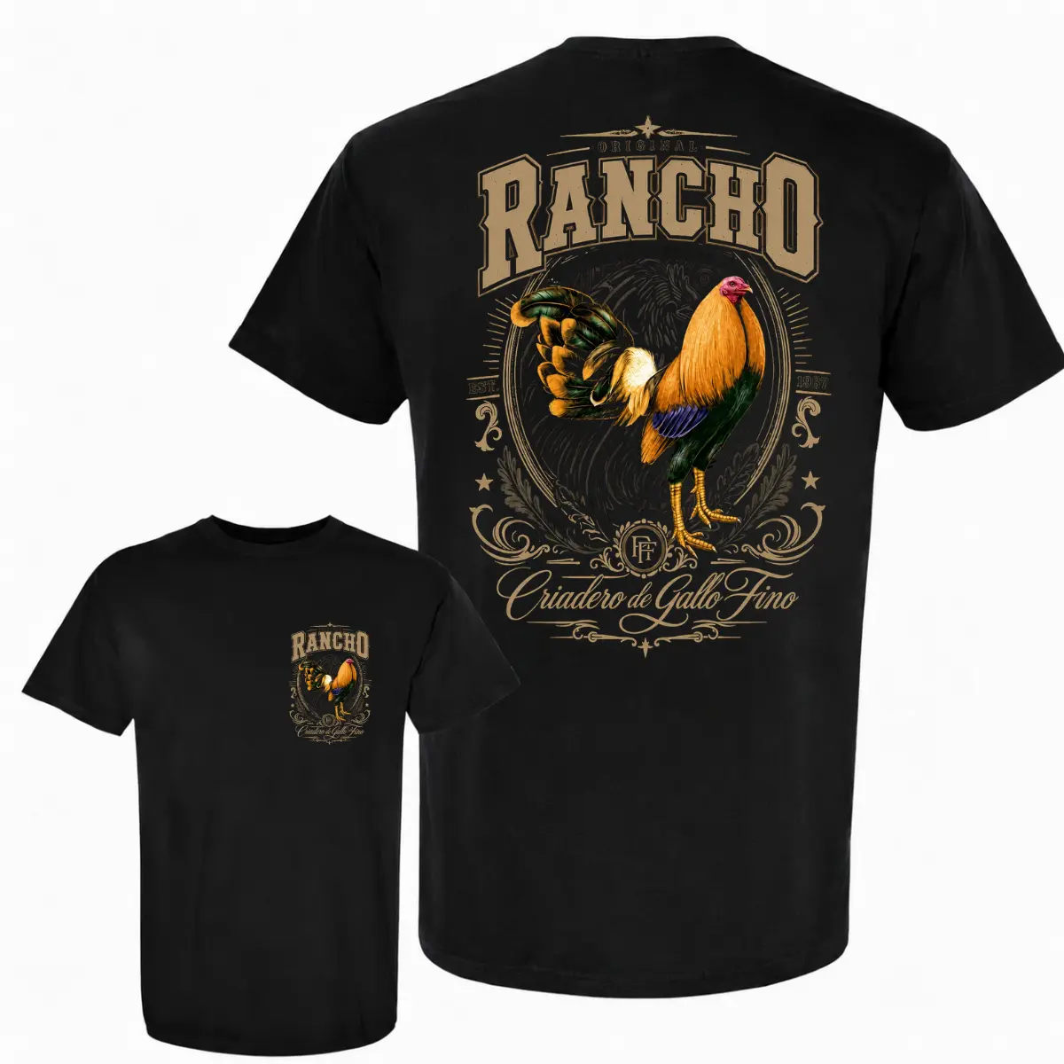 Rancho Criadero de Gallo Fino T-Shirt, Vintage Gamefowl Rooster Tee, Rancho Rooster Graphic Shirt, Gallo Fino Cotton T-Shirt, Farm Ranch Apparel, Gift for Gamefowl Lovers