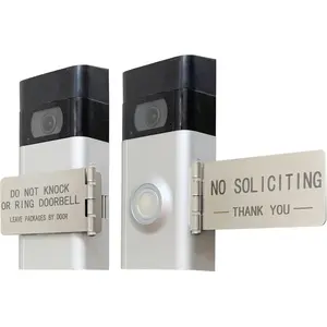 Front Door No Soliciting Sign & Do Not Knock Or Ring Doorbell Sign - Easy to Install on Doorbells - Prevents the Doorbell From Ringing While Napping or at Work (Silver - Right Side Mount)