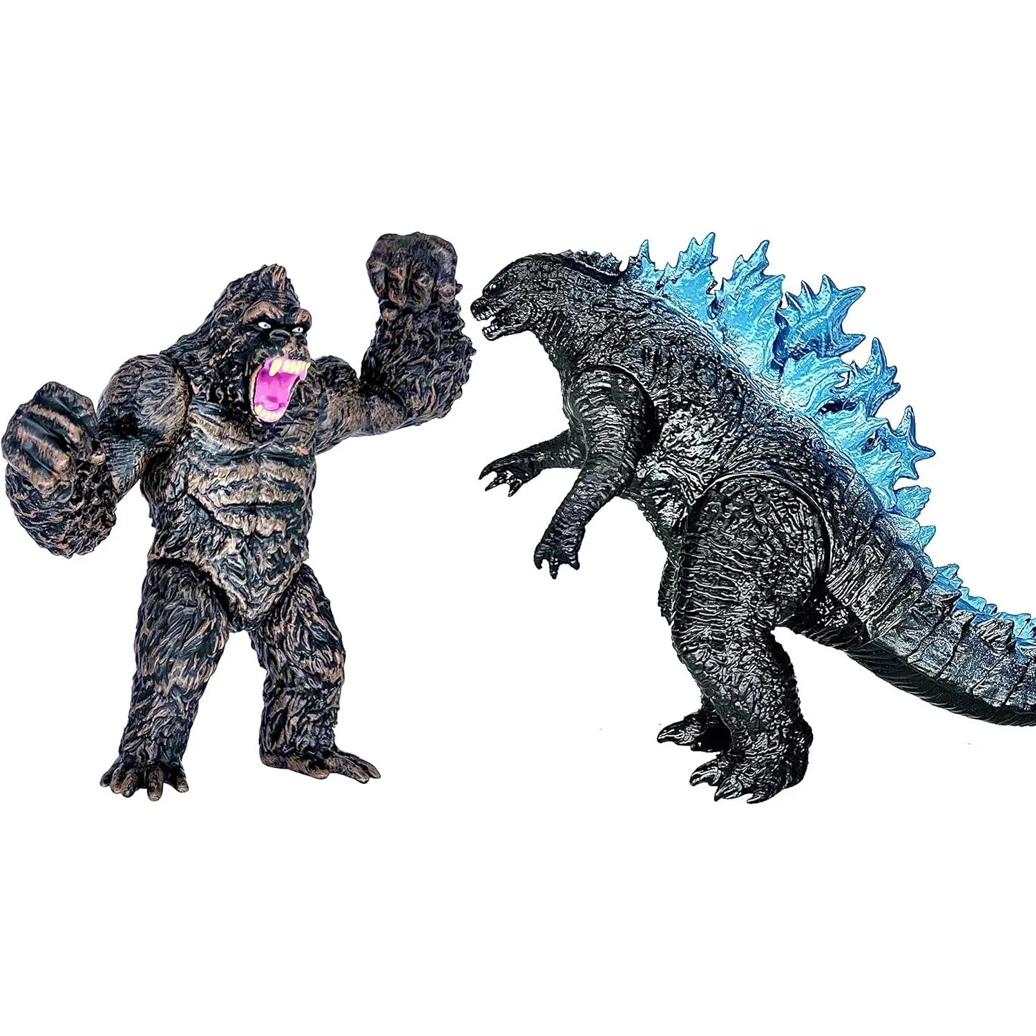 Set 2 Godzilla Figure King Monsters vs King Kong Toys, Movable Joints Action Movie Series Soft Vinyl Toy Figures, Travel Bag