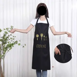 Letter & Cookware Pattern Apron, 1 Count Waterproof & Oil-proof Apron with Pocket, Kitchen Cooking Apron for Men & Women, Novelty Cooking Aprons, Apron with Pockets
