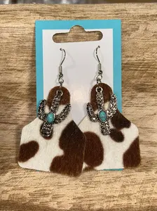 COW TAG & CACTUS DANGLE EARRINGS