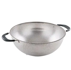 PrepSolutions 5 Quart Stainless Steel Colander Perforated Construction Soft Grip Handles Footed Base Dishwasher Safe