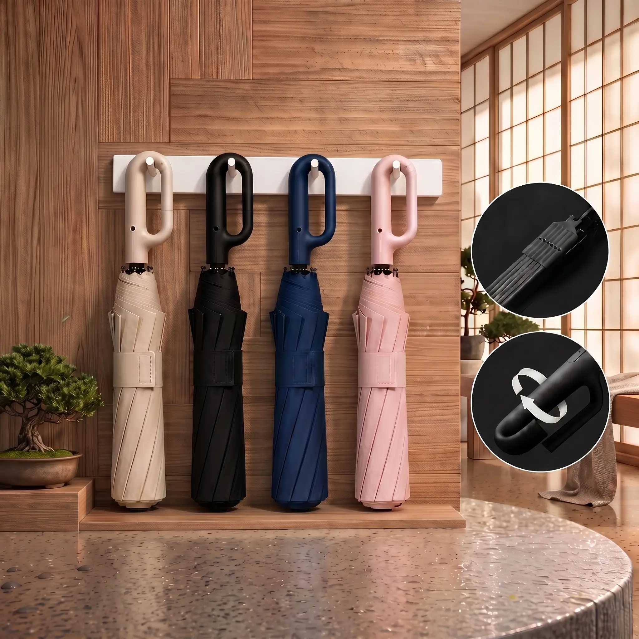 Automatic Open & Close Folding Umbrella - Reinforced 6+5 Frame, Nylon Fiber, All-Weather, Waterproof, Wind Resistance, Sun Protection, Lightweight Portable, Modest Design, for Men & Women, Travel Use, Thanksgiving & Day of the Dead & Earth Day Gifting, Au