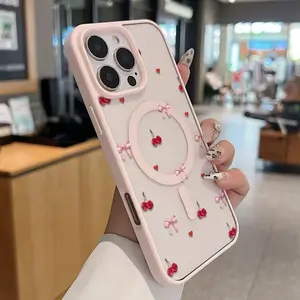 Mini Cherry & Bow Design Phone Case Scratch-Resistant, Eco-Friendly Case With A Sturdy Frame That Shields Your Phone From Bumps & Scuffs Featuring Built-In Strong Magnet Ring For iPhone 17 16 15 14 13 12 11 X XS
