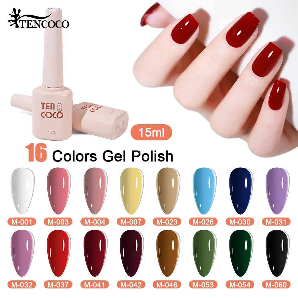 TENCOCO Gel Polish -15ml Quick Drying Long Lasting Chip Resistant | Resin Water-Based Formula for Women & Girls