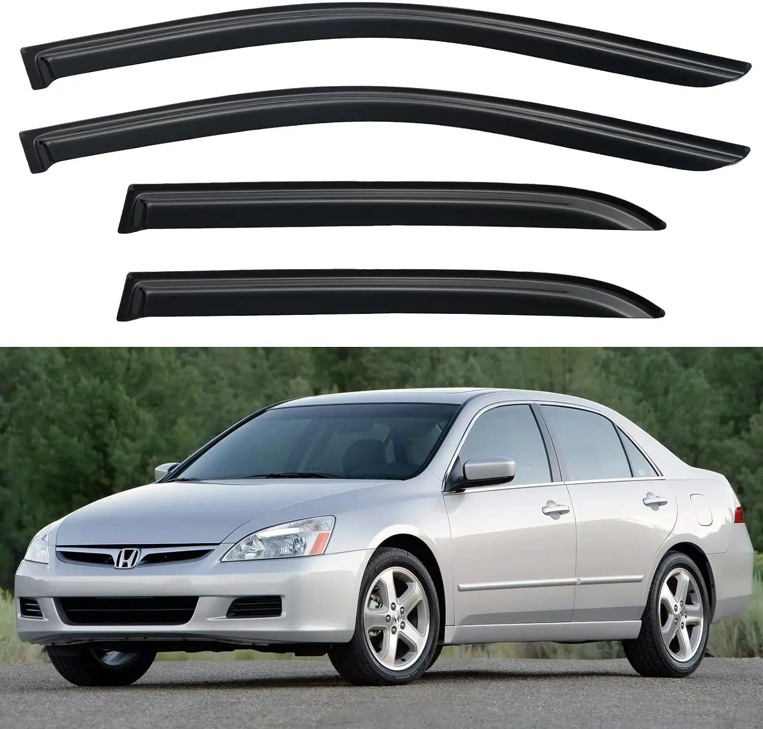 Window Visors for 2003-2007 Honda Accord, 4PC Out-Channel Vent Wind Deflectors, Car Exterior Accessories with Optimal Ventilation & Sun Glare Protection, Protects From Sun Glare