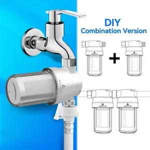 Aqupuvir DIY Home Faucet Filter, Pre-filter for Tap Water, Bathroom Shower Filter, Washing Machine Filter, Toilet Seat Cover, Chlorine Removal, PP Cotton Water Purifier System outdoorfun