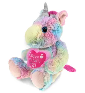 DOLLIBU Plush Mother's Day Heart Stuffed Toy - Super-Soft Polyester Sitting Rainbow Unicorn