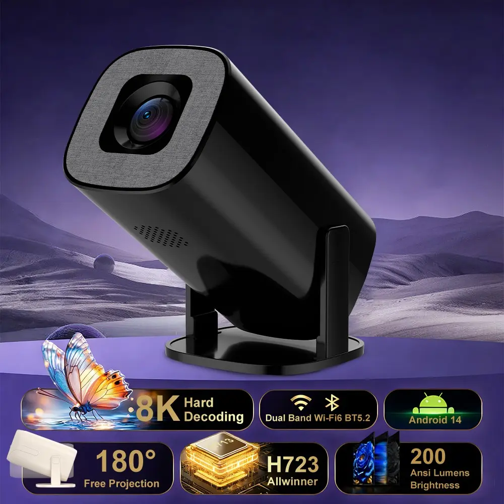 Portable Projector V1, Palm Size, Fits in Bag, 200 Ansi Lumens, Daytime Viewing, Auto Four-Point Calibration, Outdoor Camping Movie Maker