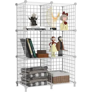 6 Cube DIY Stackable Storage Wire Closet Organizers Storage Shelves Bookcase Cabinet for Home Office, White