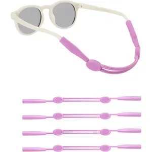 Infant Glasses Strap(6.5-10in)- Adjustable Eyeglasses Strap Sports Sunglasses Straps Glasses Holder for Kids Tollder, No Tail Eyewear Retainers for Girls and Boys 0-12 Years(4pcs Purple)