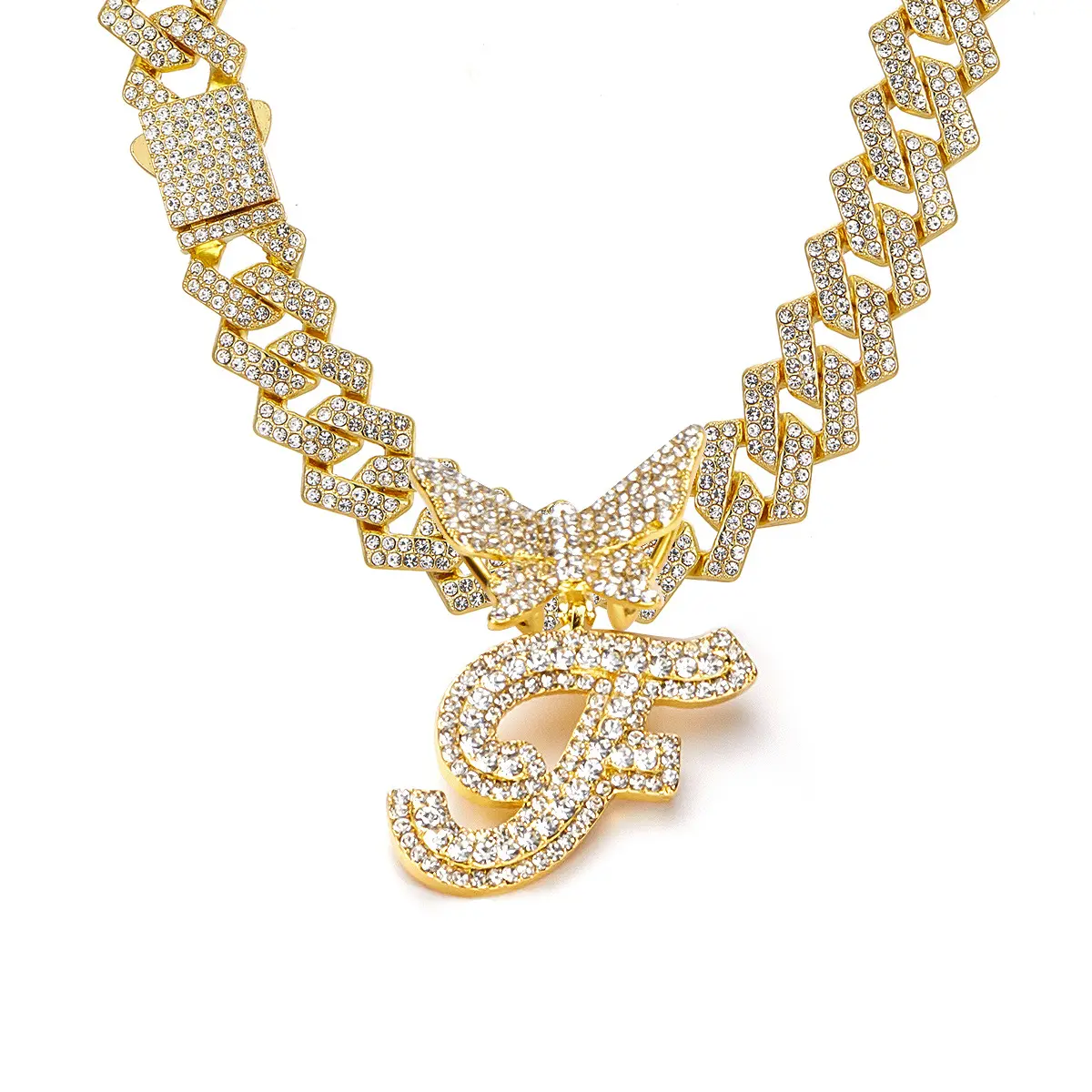 Golden letter necklace F