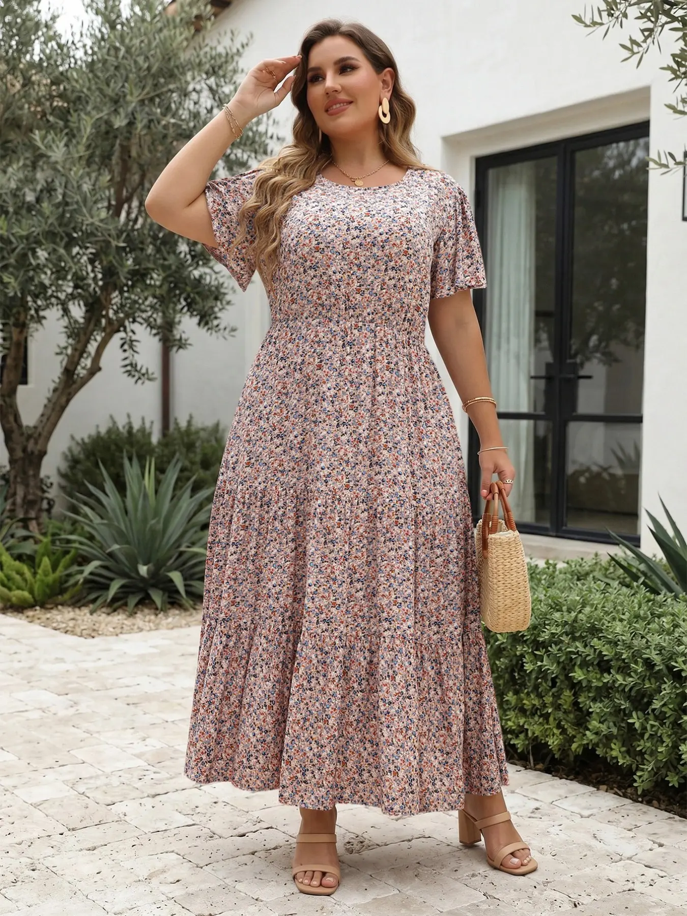 Women's Plus Size Ditsy Floral Print Pocket Ruffle Hem A Line Dress, Summer Clothes Women, Boho Casual Butterfly Sleeve Long Dress, Women's Clothes For Holiday Vacation, Summer Outfits 2024, Casual Wear - Women's Plus Size Ditsy Floral Print Pocket Ruffle Hem A Line Dress, Summer Clothes Women, Boho Casual Butterfly Sleeve Long Dress, Women's Clothes For Holiday Vacation, Summer Outfits 2024, Casual Wear -
