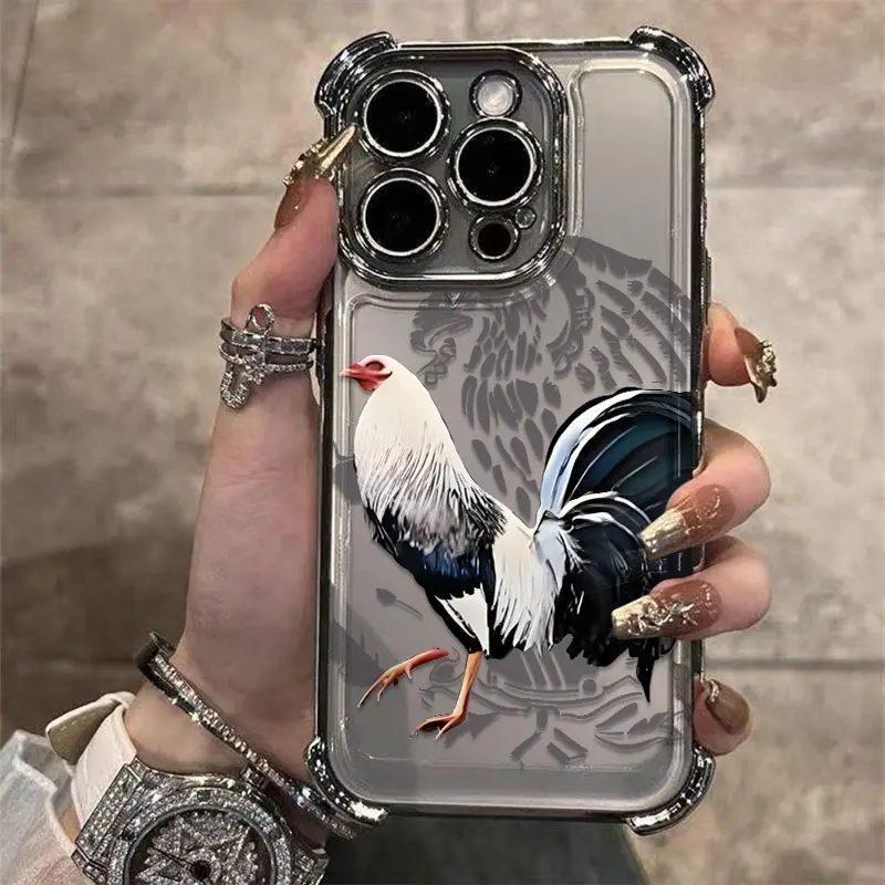 Vintage Rooster illustration Phone Case for iPhone 17 Pro Max Phone Case 17 Air 16 E 15 Plus 14 13 12 11 X XR,Samsung Galaxy S22 S23 S24 S25 Anti-Drop Shockproof Transparent Protective Screen Protector Protection Cover tough phonecase accessory protection