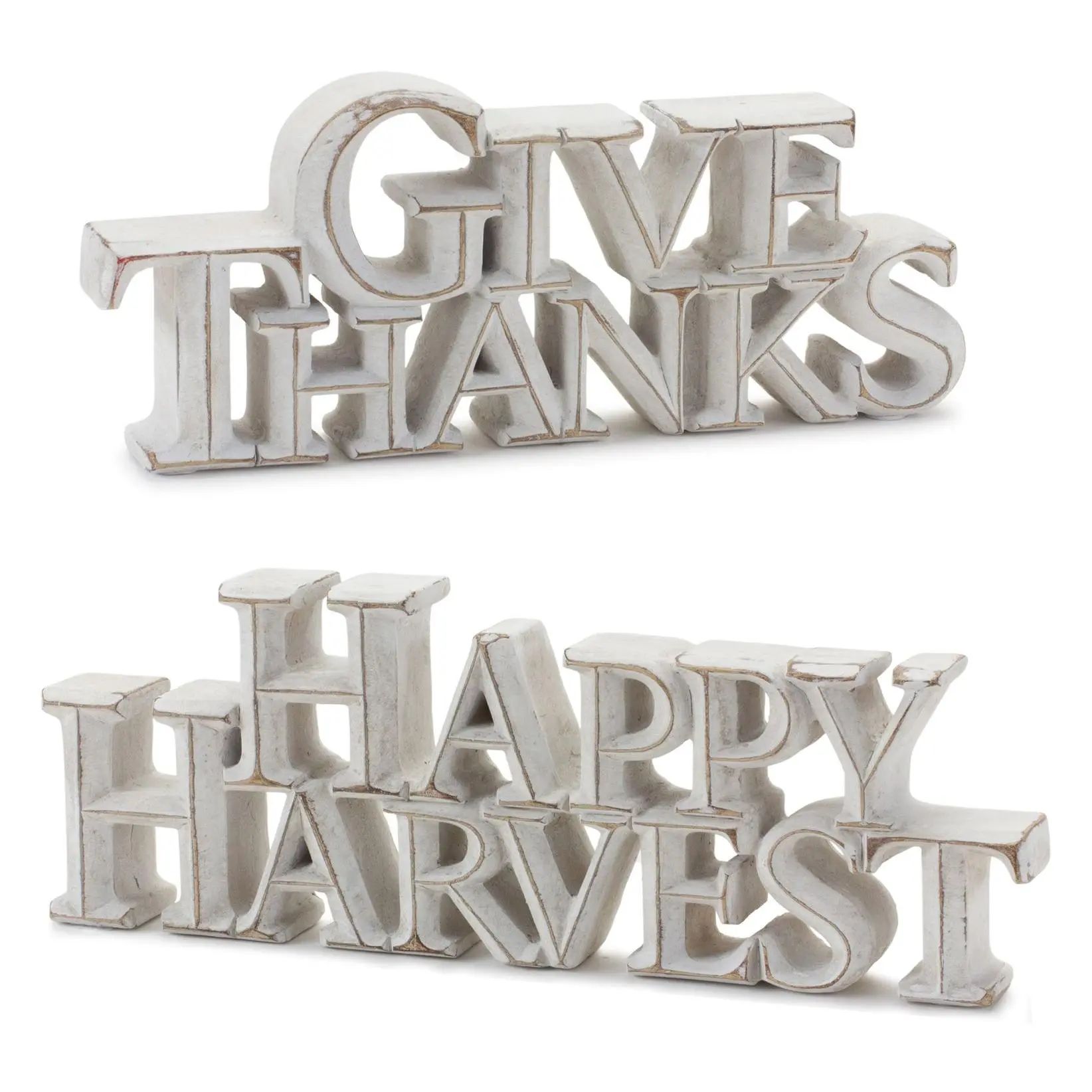 Melrose Happy Harvest & Give Thanks Tabletop Sign - Set of Two