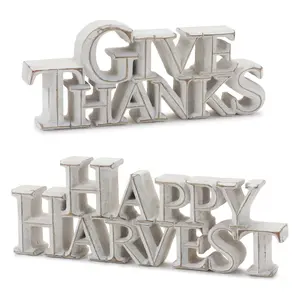Melrose Happy Harvest & Give Thanks Tabletop Sign - Set of Two
