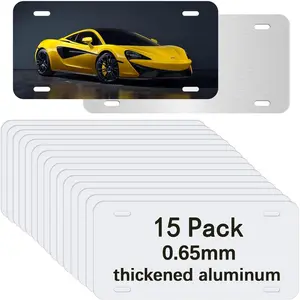15 count Sublimation License Plate Blanks, Metal   Tag White, Thermal Transfer DIY Custom Picture Design for  license plate