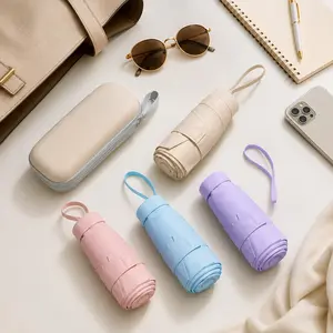 Portable Purse Umbrella, Small Pocket Folding Umbrella with UV Sun Protection, Lightweight Capsule Umbrella for Rain, Travel, School and Commute