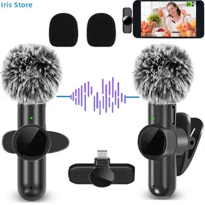 2.4G Wireless Lavalier Microphone Condenser Mic Noise Cancelling Audio Video Recording for IPhone/iPad/Android/Xiaomi/Samsung Live Game Mic
