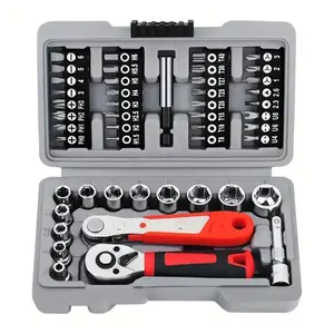 Multifunctional Ratchet Wrench Set, 48pcs/set Hand Tool Set, Including Socket, Screwdriver, Hexagon Wrench, Portable Tool Kit for Home & Office