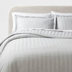 3pc Luxe Striped Damask Duvet Cover and Sham Set - Threshold