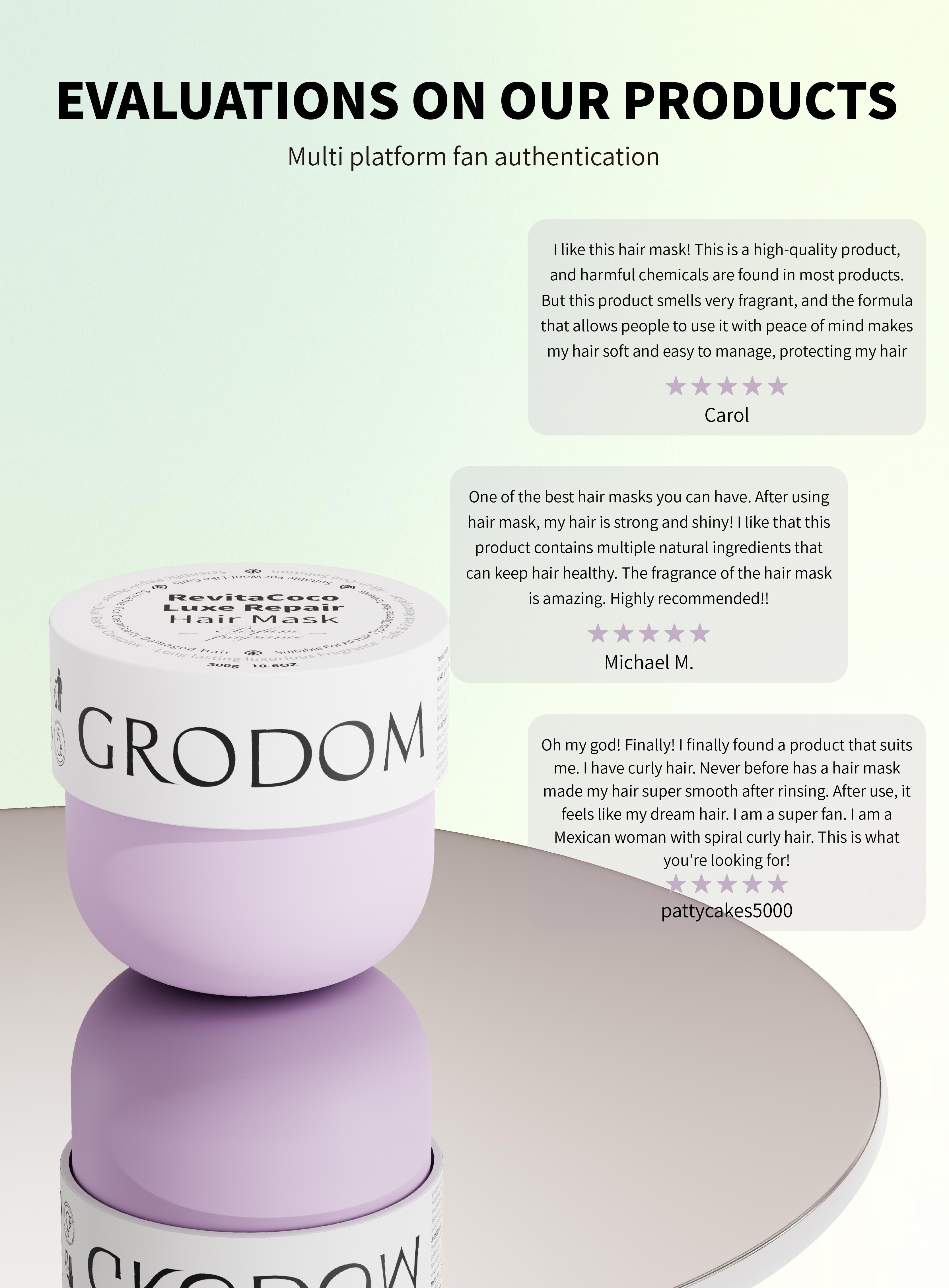 GRODOM Keratin Repair Hair Mask,Deep Conditioning Hair Treatment for Damaged Hair,Anti-Frizz Hydrating Hair Mask for Dry Curly 3A to 4C Hair,Color-Treated Hair Care,Cuticle Sealing Deep Nourishing Hair Repair,300ml