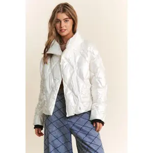 J.NNA Quilted Mock Neck Puffer Jacket - Versatile Design for Versatile Wear Casual Nylon