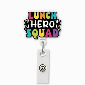 Lunch Hero Squad Cafeteria Crew Retractable Badge Reel, School Lunch Lady Worker ID Holder Gift TUF