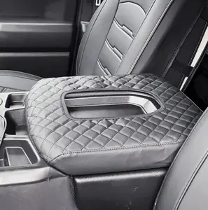 for 2014-2018 Silverado Sierra Jump Seat Console Leather Armrest Cover, Leather Center Console Cover for Silverado