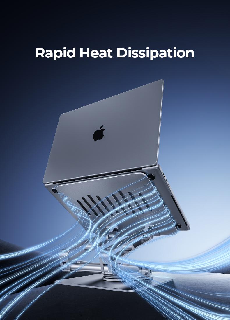 MAGIC JOHN Adjustable Laptop Stand for Desk, 360° Rotating Foldable Protable Laptop Riser Holder, Ergonomic Design Computer Notebook Stand Holder for MacBook Pro Air