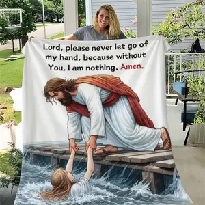 Jesus Pattern Blanket, Soft Warm Throw Blanket, Napping Blanket for Home Sofa Office Travel, Ideal Gift for Any Occasion, Inspirational Blanket