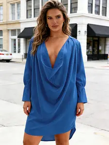 M3003 new women's nightclub style low chest deep V sexy solid color dress, fashionable ladies' party dress, comfortable and fashionable design.
