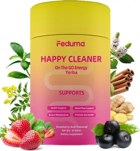 Feduma Happy Cleaner Cutting Drink Mix | Berberine Chromium 5-HTP | Yerba Mate Magnesium | Strawberry Acai | 30 Servings