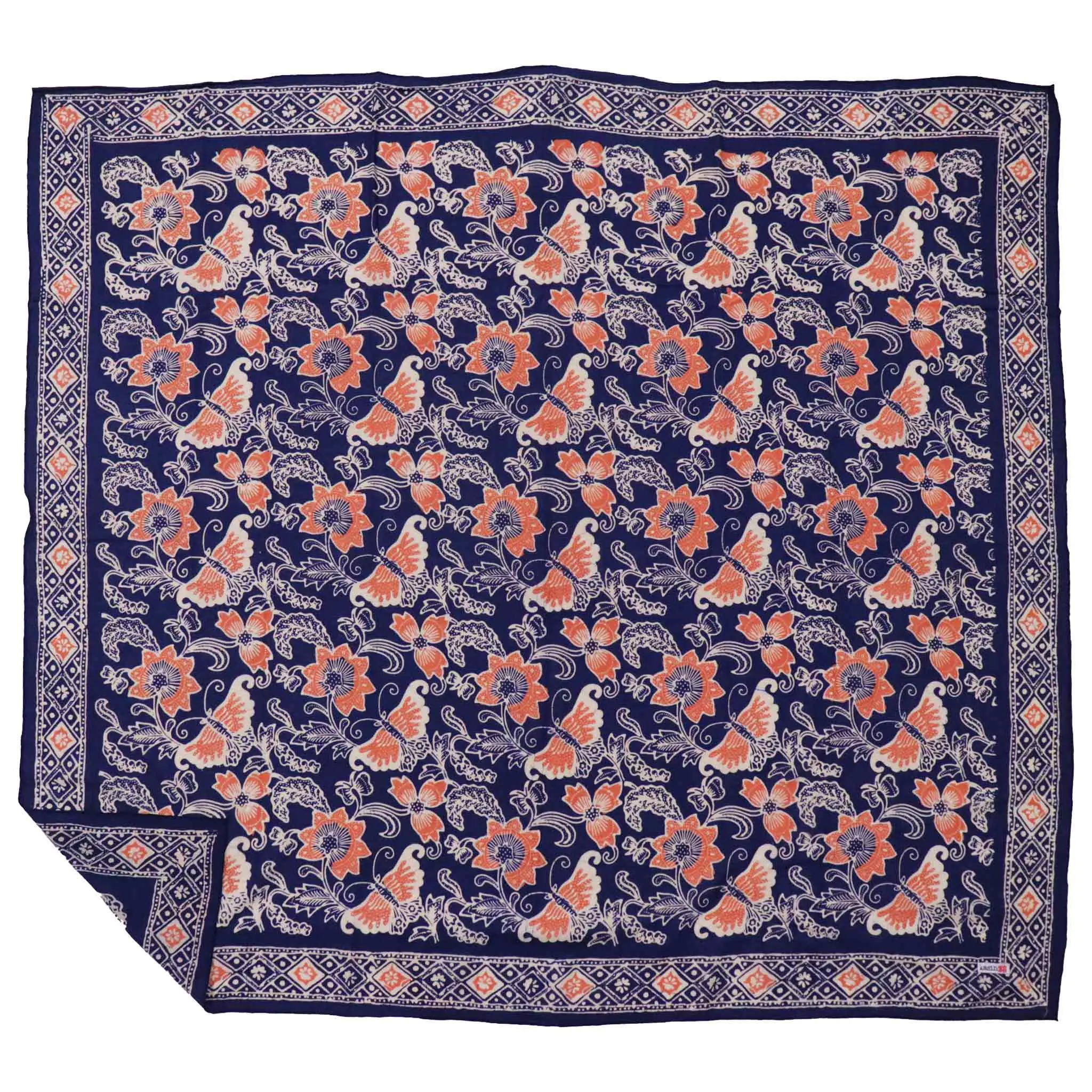 Large 39" Hand Dyed Batik Bandana, 100% Soft Cotton, Passion Flutter