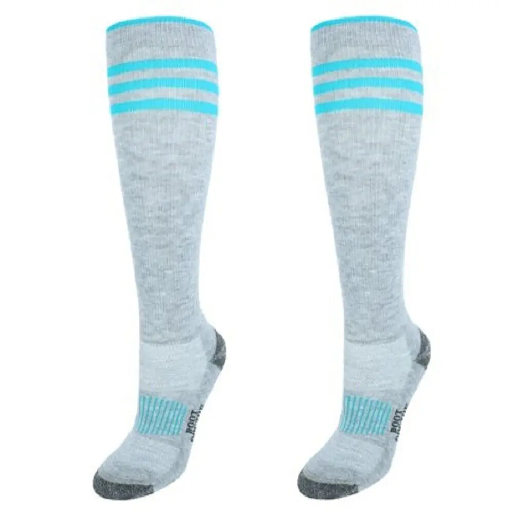Women's Gray & teal OVER THE CALF BOOT SOCKS