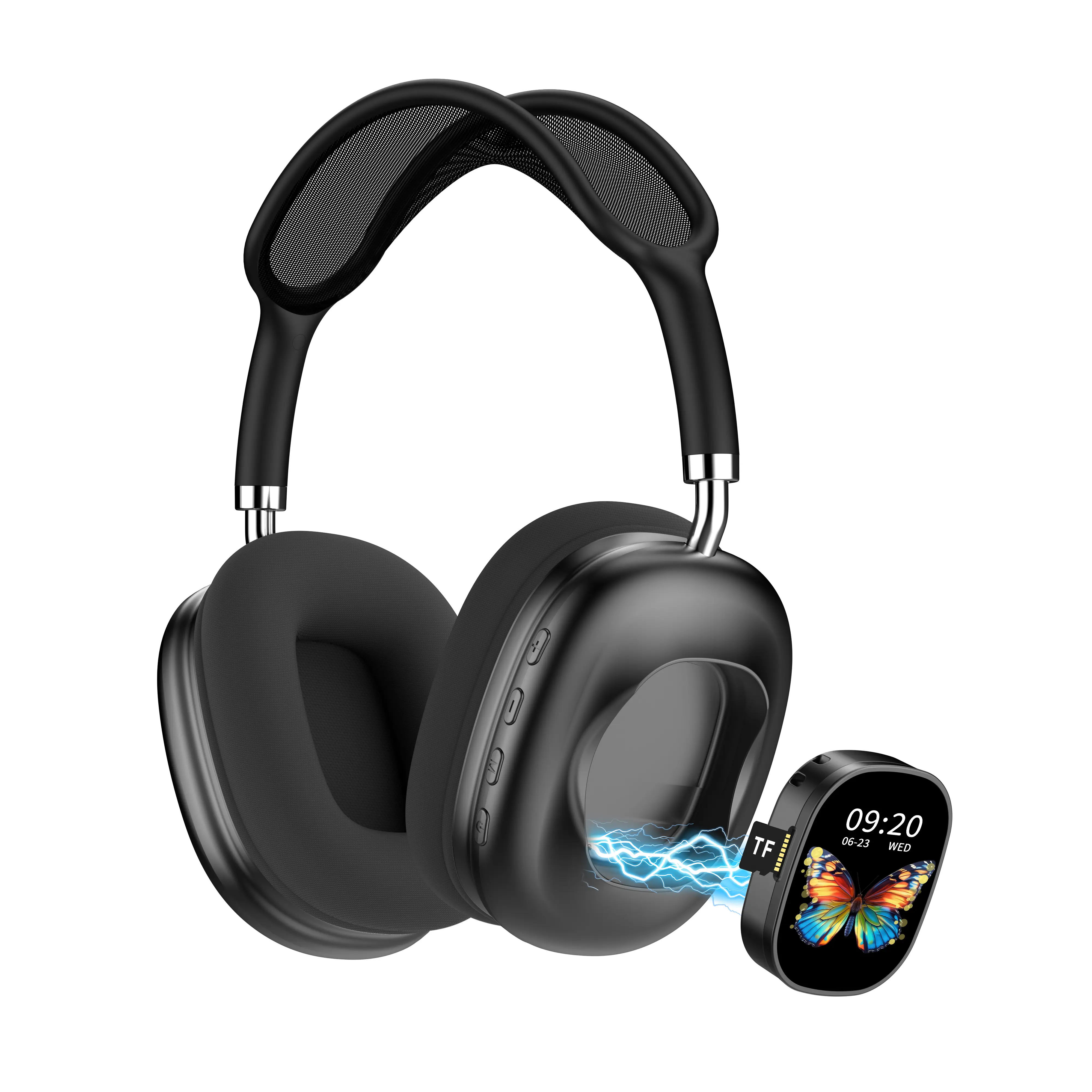 MAX800 Wireless Over-Ear Bluetooth Headphones, Detachable Smart Touch Screen Module, Support TF Card Playback, HiFi Stereo Sound, Long Battery Life Bluetooth Headset