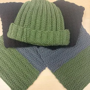 Customize Unisex Crochet Hat and Scarf Set with Multicolor