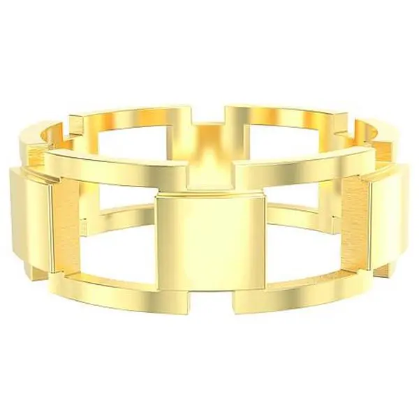 Stately Steel Square Link Ring