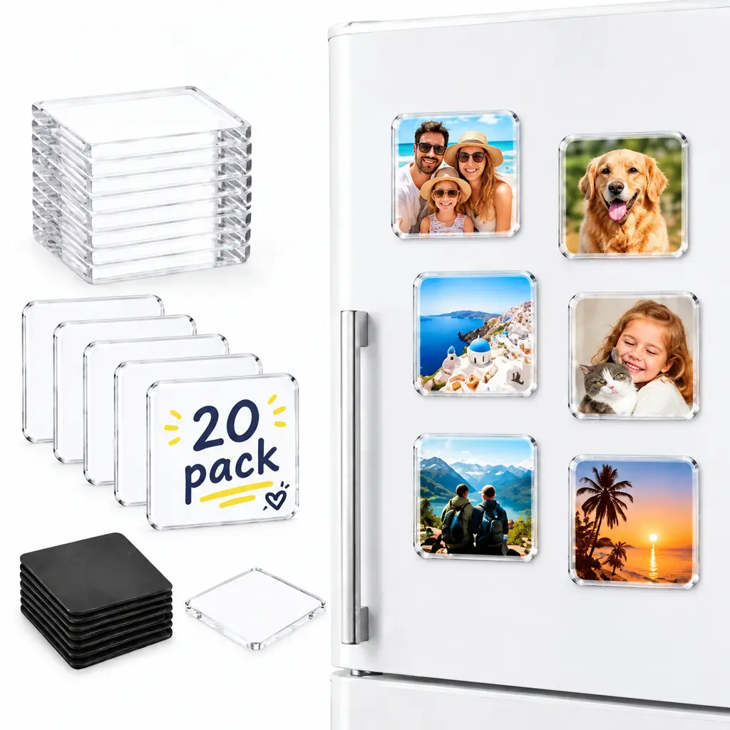 Customizable Acrylic Refrigerator Magnets - Cute, Decorative Home Kitchen Item with Custom Prints, Photo, Logo, Text, QR Code - Event-Ready Magnet for Wedding Favors & Promotional Gifts