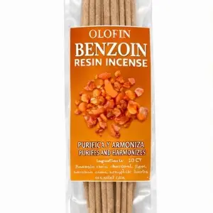 Olofin Benzoin Resin Incense 10.5" Sticks 10 Incense Sticks in 1 PK Bags for Meditation Prayer Yoga and Energy Cleansing Rituals Altar