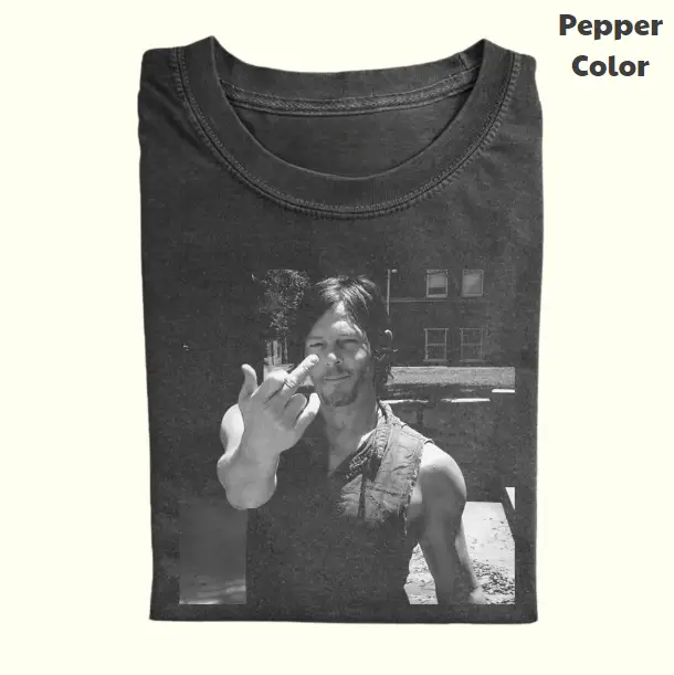 The Walking Dead Vintage Graphic Tee, Daryl Dixon Middle Finger T-Shirt, Movies Tee, Unisex Meme Cringe Funny Dumb Shirt, Menswear Womenswear