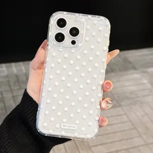 Transparent Phone Case with Airbag Protection, Full Screen Polka Dot Pattern, Anti-Drop Tpu Shockproof Protective Cover for iPhone Models Casing, Lightweight Shockproof Cover