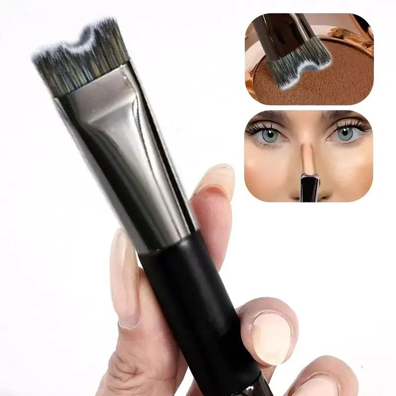 1Pc Nose Contouring U-Shaped Brush for Sculpting and Defining Dual-ended Foundation, Highlighter Nose Eyeshadow Brush