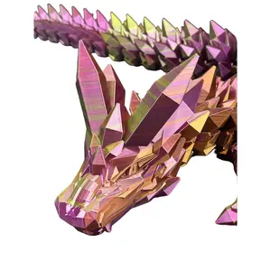 GIANT 6.5 Foot Crystal Dragon - Green, Purple, & Copper Shimmer