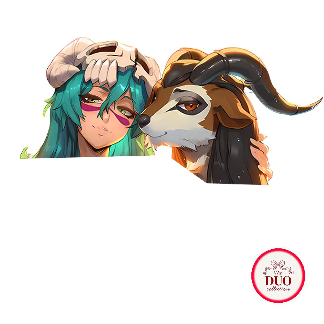Forest Guardian And Mountain Goat Anime Vinyl Sticker Waterproof Decal Fantasy Duo Laptop Water Bottle Gift