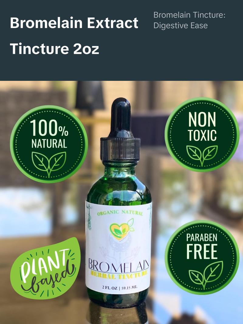 Natural Bromelain Extract Tincture for Digestive Health and Recovery - 2oz - Supplement, Edible Healthcare Fitness