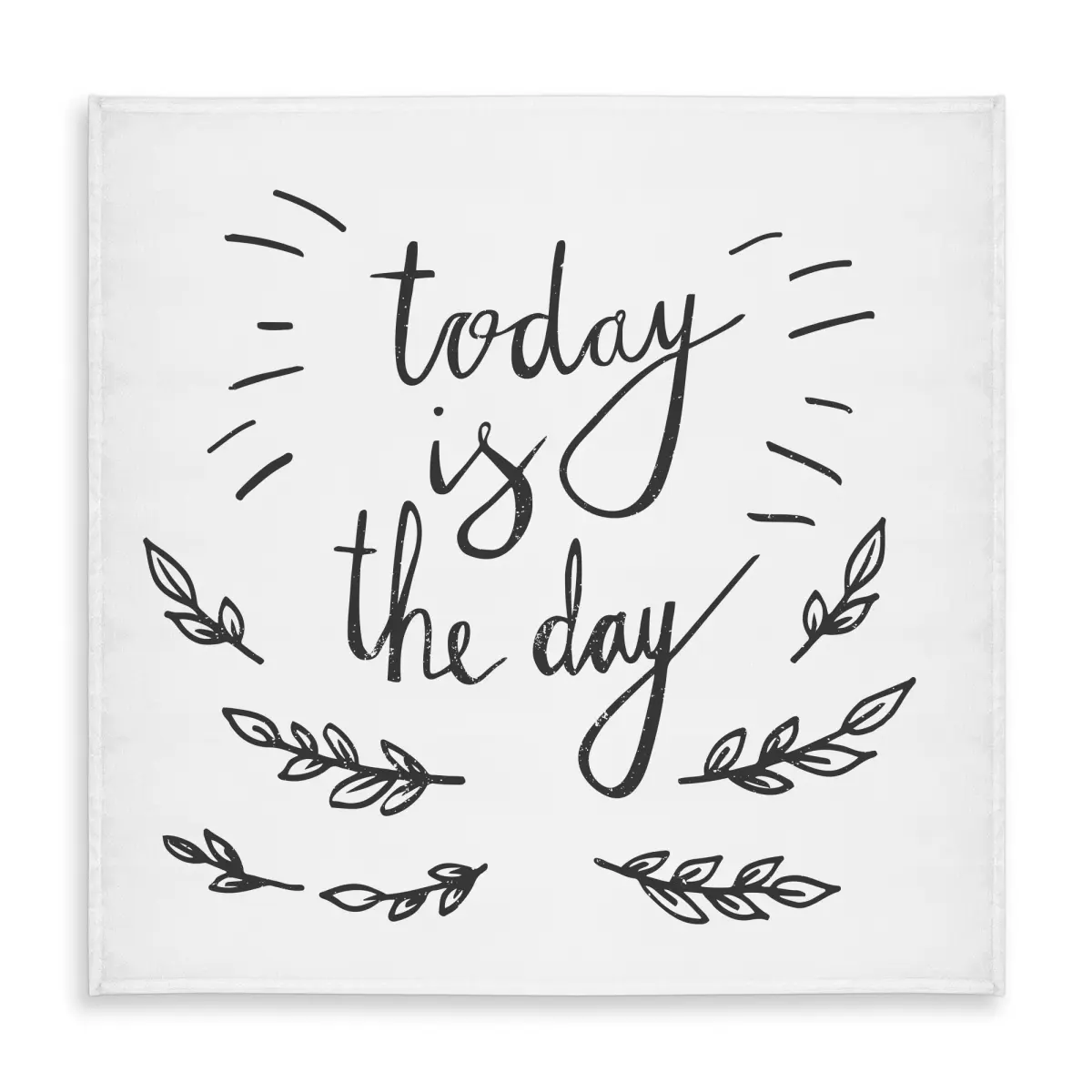 Begin Home Decor C1TC5858QZSLIC 58x58 in. Monochrome Gray Tablecloth - "Today is the Day" - Kitchen & Bedroom Household Textile