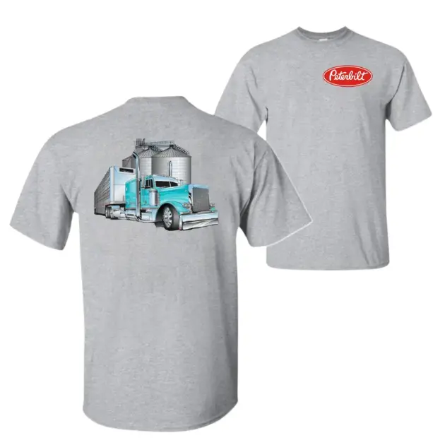 Peterbilt Livestock Truck Tee – Blue Semi Trailer Graphic Shirt, Farm Workwear Style, Unisex Cotton Top for Country Drivers