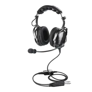 Carbon Fiber Aviation Headset with Passive Noise Reduction，Mono and Stereo Compatibility, Noise Canceling Mic, MP3 Input, Includes Headset Bag